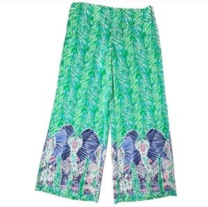 Lilly Pulitzer Lolani Silk Palazzo Pant Toucan Green Costa Verde Print